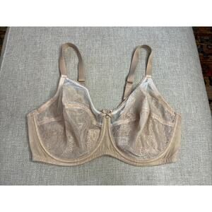 WACOAL 38D #855186 Retro Chic FULL Nude Ivory Lace Underwire BRA Diamond Charm